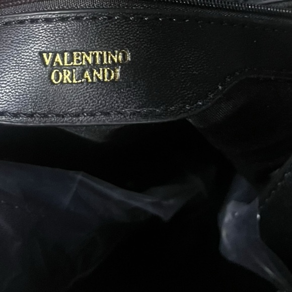 Valentino Orlandi Large Satchel Black Crossbody Vegan Leather Purse NWOT Italy - Picture 5 of 8